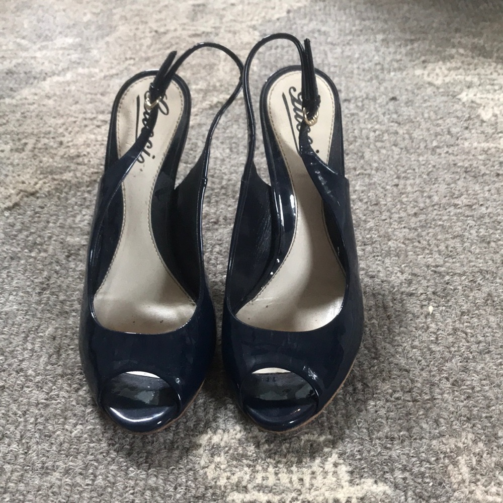 Navy slingback Gucci pumps - patent leather